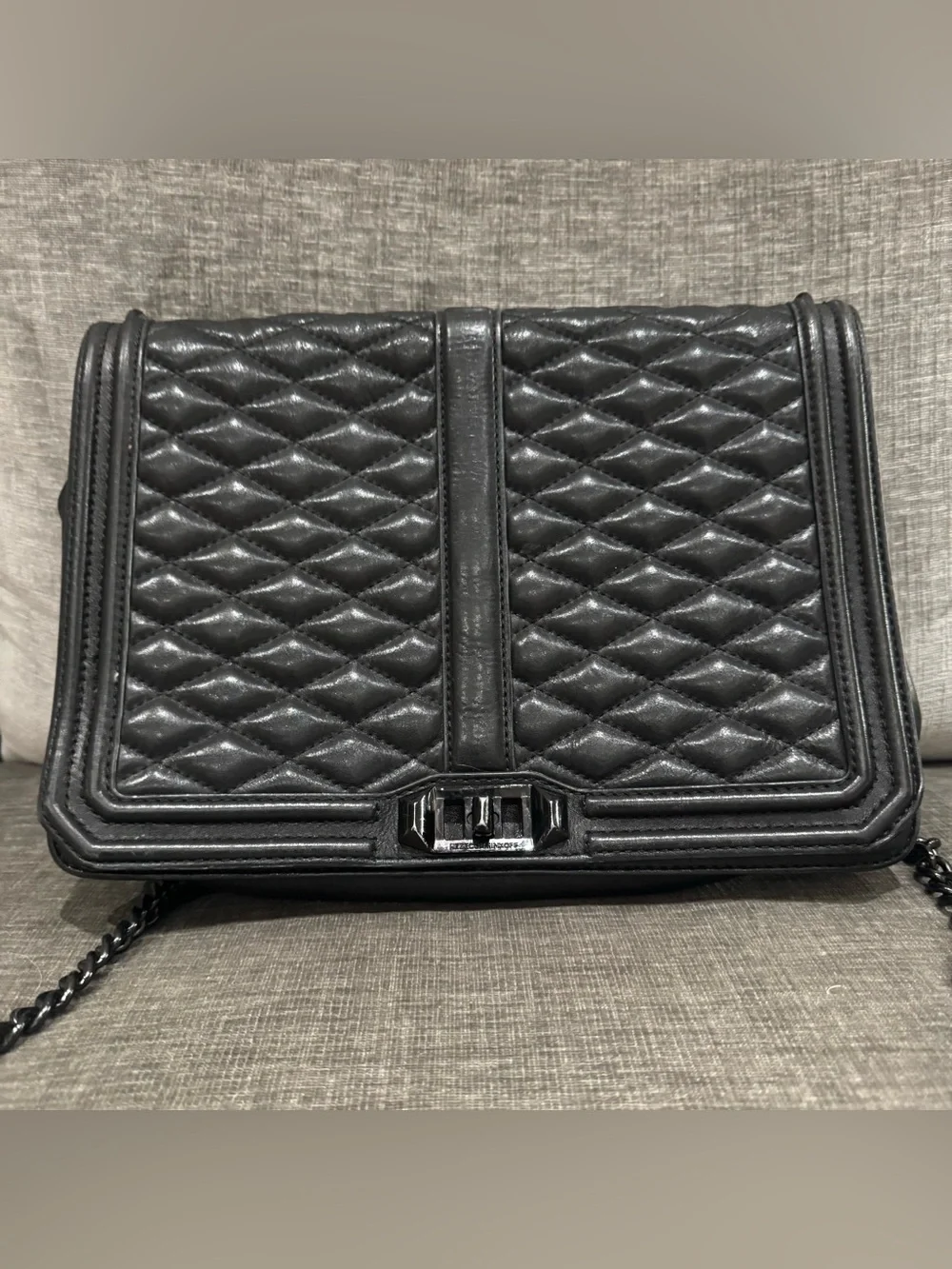 Rebecca Minkoff Jumbo Love Black Diamond Quilted Leather Crossbody